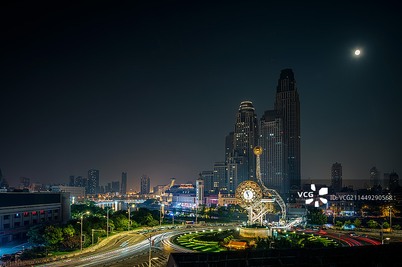 天津世纪钟夜景图片素材