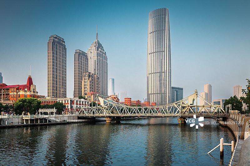 天津解放桥海河两岸图片素材