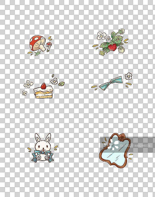 童话 少女 植物 可爱肌理插画图片素材