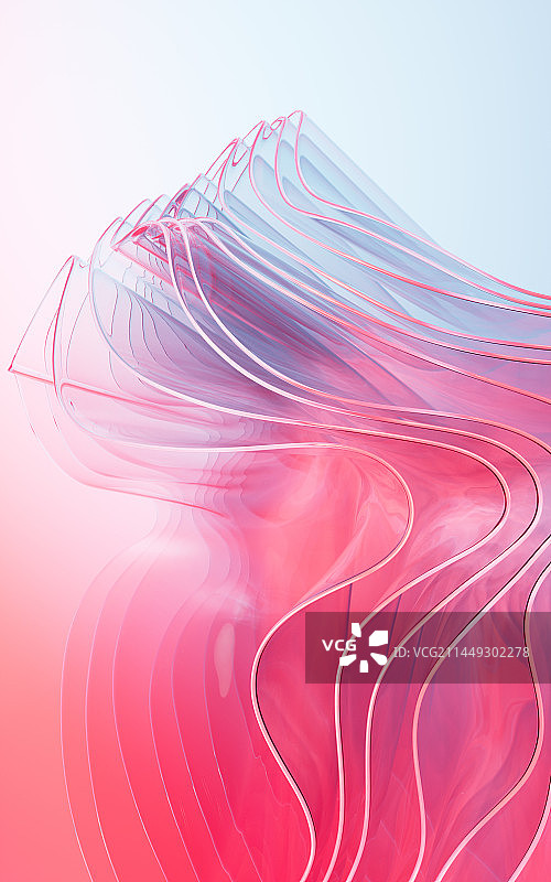 飘动的多层玻璃渐变曲面3D渲染图片素材