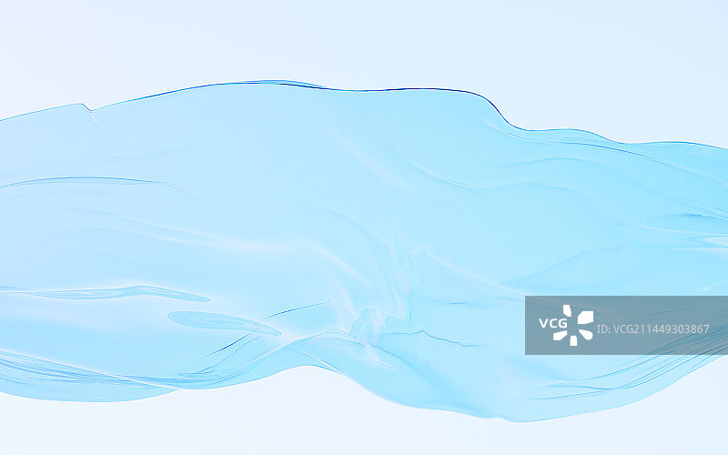 流动蓝色透明玻璃布料3D渲染图片素材