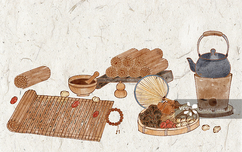 中药养生国风插画图片素材