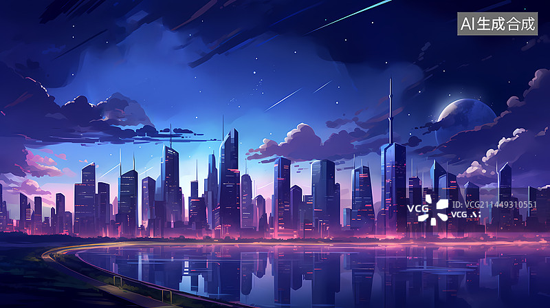 【AI数字艺术】赛博朋克城市插画图片素材