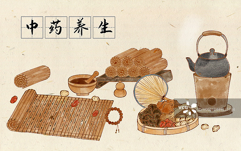 中医养生国风插画图片素材