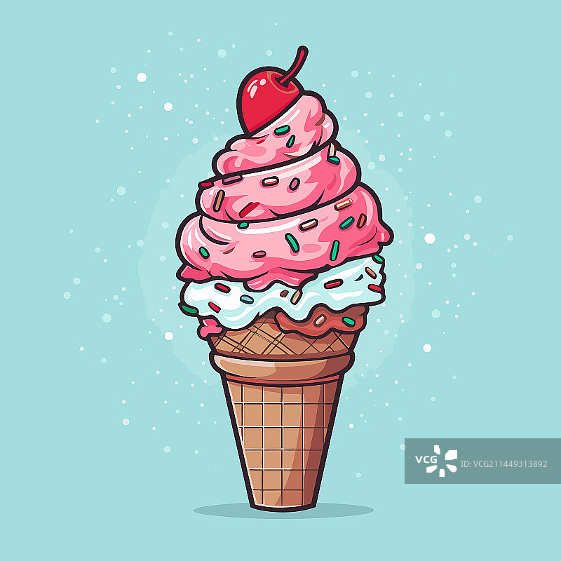 手绘卡通冰淇淋涂鸦图片素材