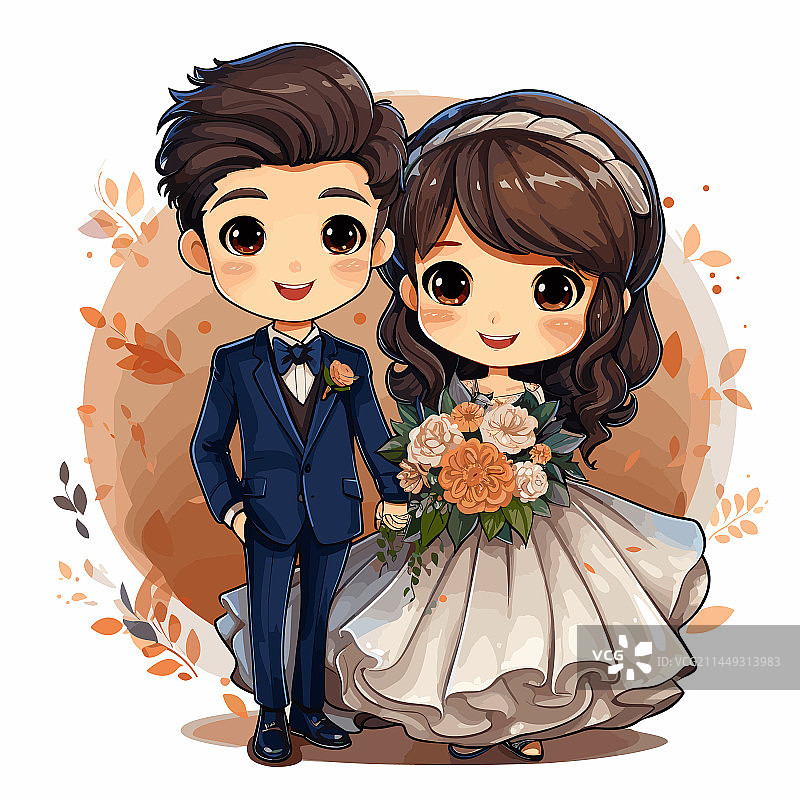 手绘漫画婚礼涂鸦风格图片素材