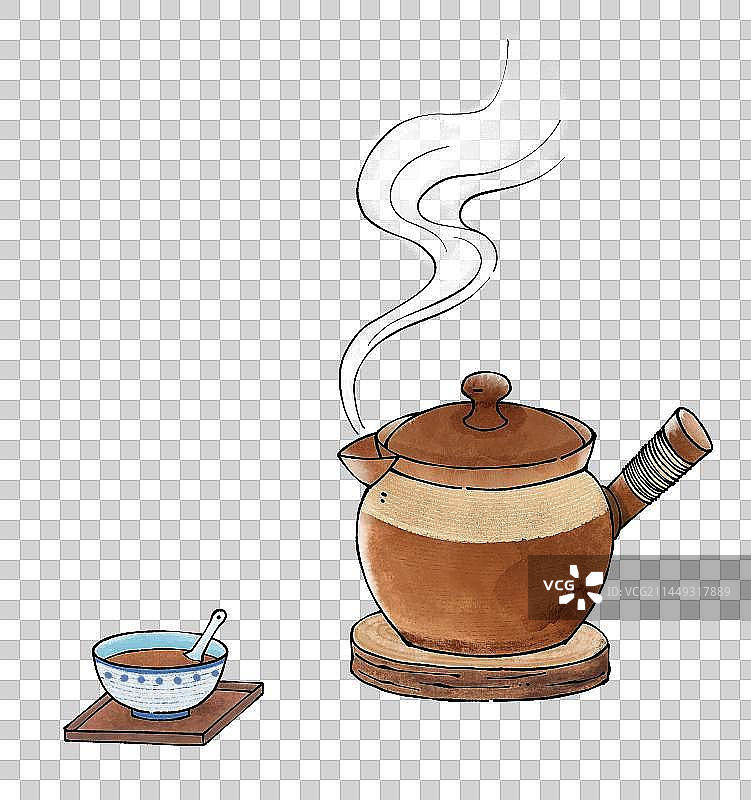 煎中药国风插画元素图片素材
