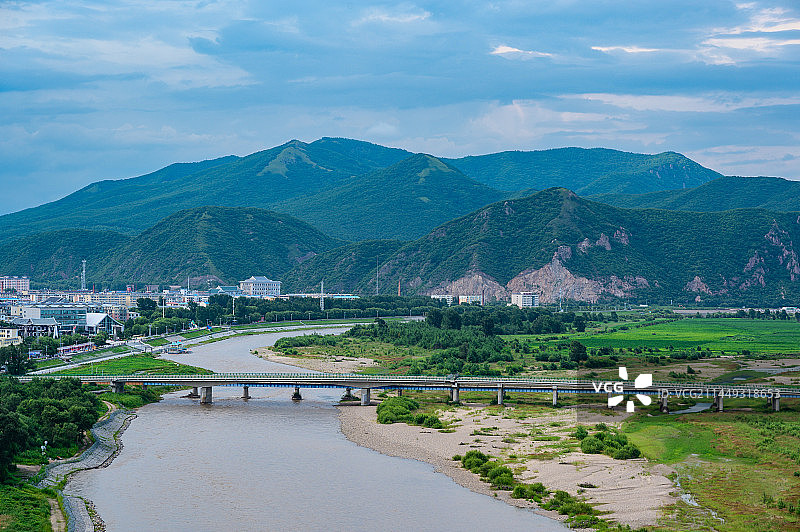 图门中朝边境风景图片素材