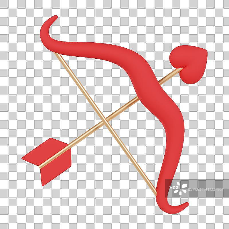 3D立体情人节七夕丘比特爱神弓箭一箭穿心元素图片素材