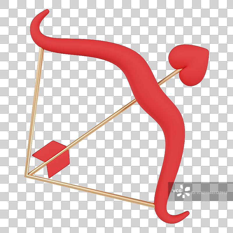 3D立体情人节七夕丘比特爱神弓箭一箭穿心元素图片素材