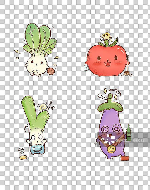 蔬菜可爱拟人儿童绘本肌理插画图片素材