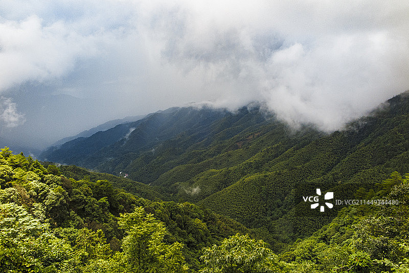 中国江西井冈山风景名胜区黄洋界哨口风光，井冈山黄洋界云雾、云海图片素材