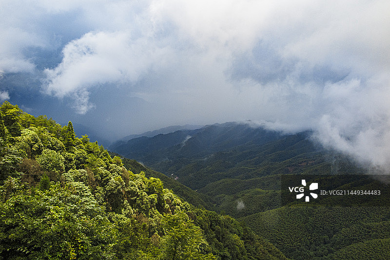 中国江西井冈山风景名胜区黄洋界哨口风光，井冈山黄洋界云雾、云海图片素材