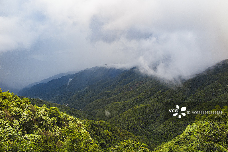 中国江西井冈山风景名胜区黄洋界哨口风光，井冈山黄洋界云雾、云海图片素材
