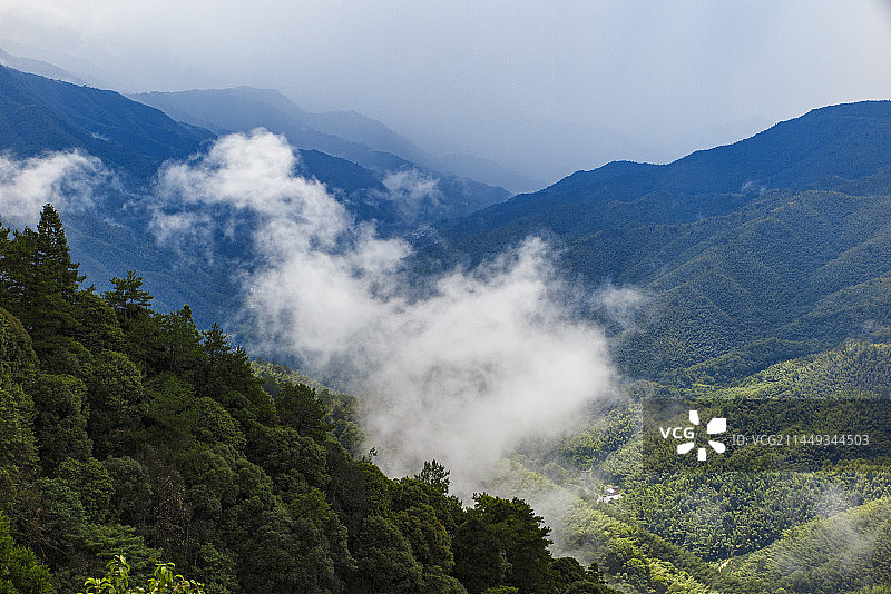 中国江西井冈山风景名胜区黄洋界哨口风光，井冈山黄洋界云雾、云海图片素材