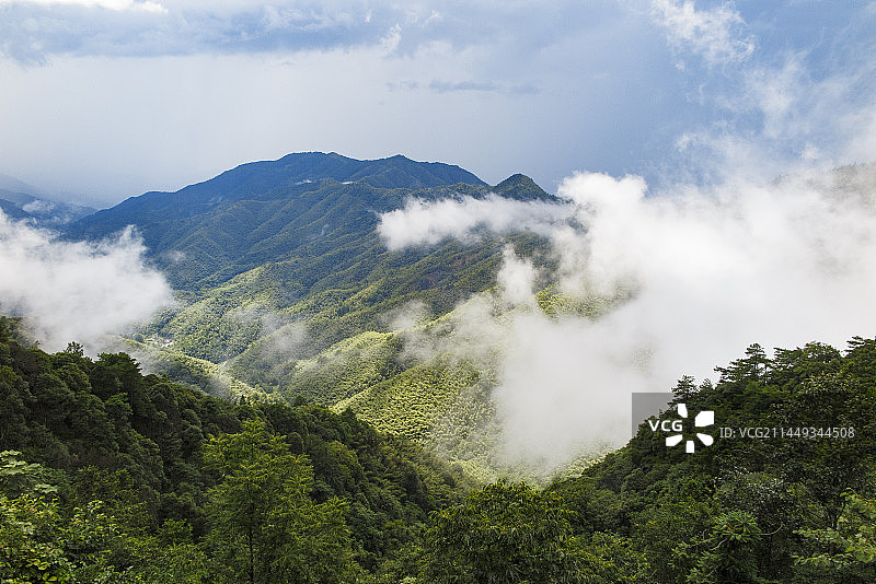 中国江西井冈山风景名胜区黄洋界哨口风光，井冈山黄洋界云雾、云海图片素材