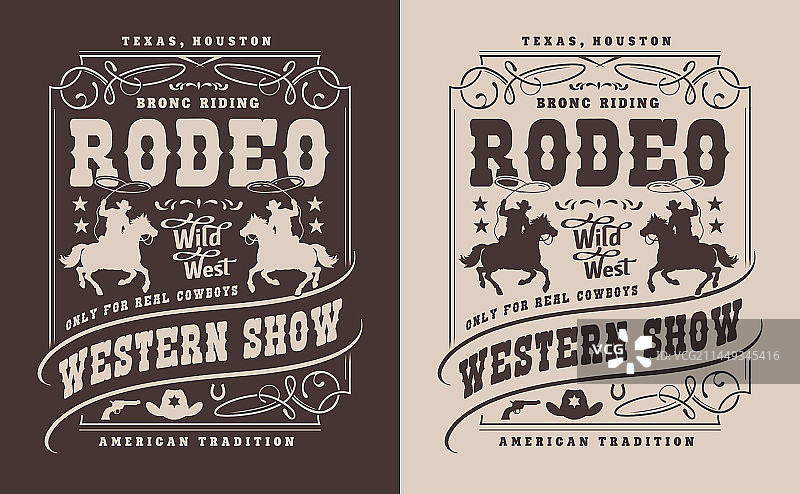 西部表演单色复古宣传单图片素材