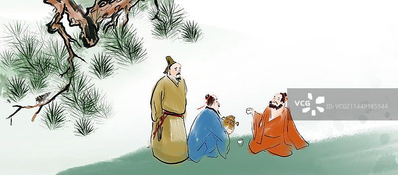 中国风酒文化中国白酒饮料设计古代人物插图图片素材