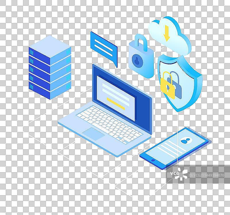互联网信息安全设备蓝色图标图片素材