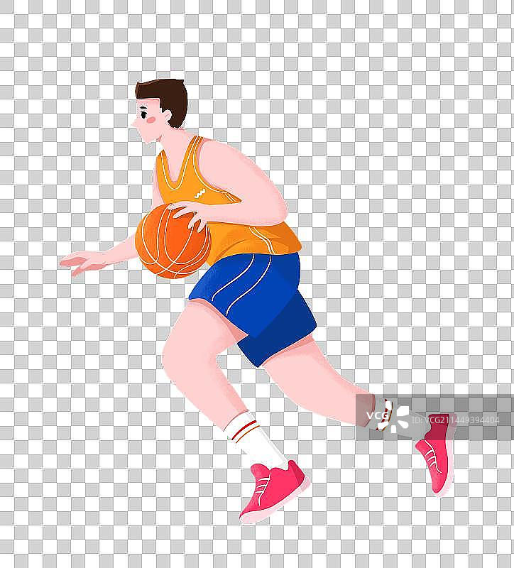 扁平插画一个青年男人在打篮球图片素材