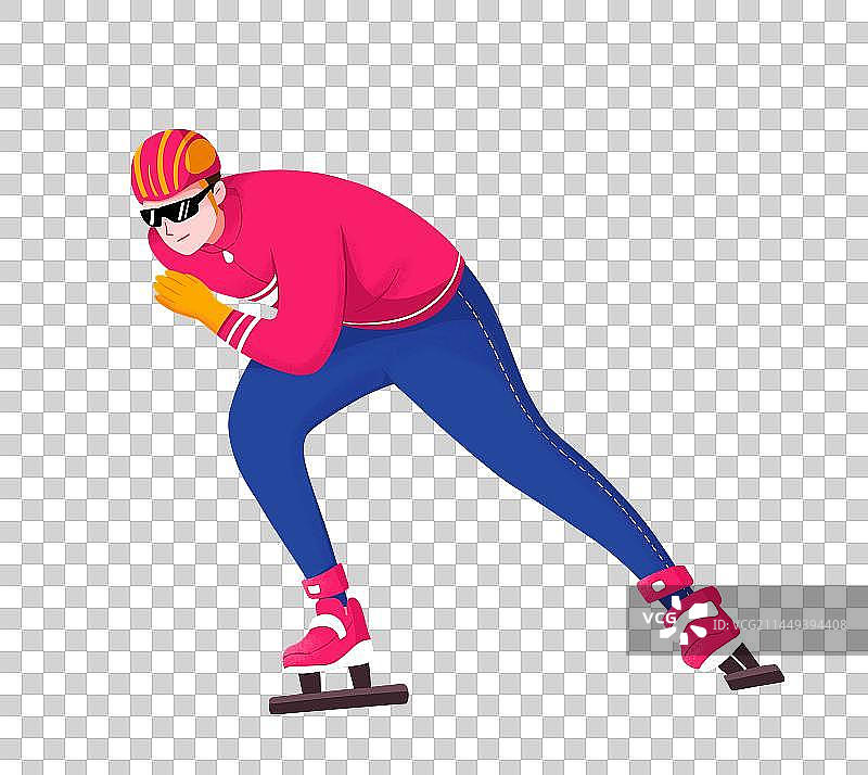 扁平插画一个青年男人在滑冰图片素材