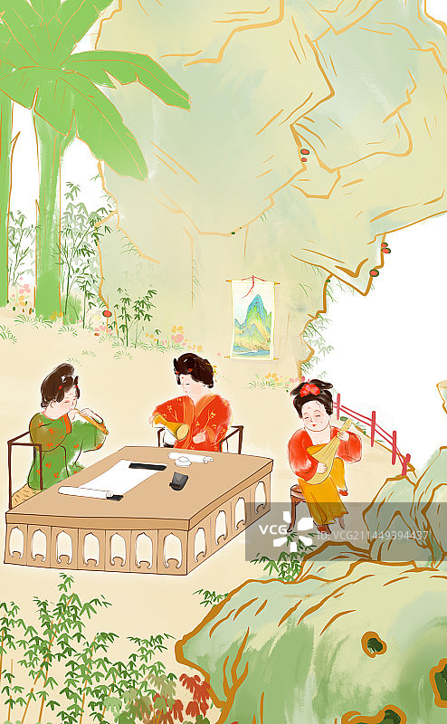 在花丛中的家庭图片素材