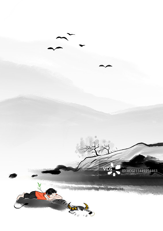 中国风山水画背景图片素材