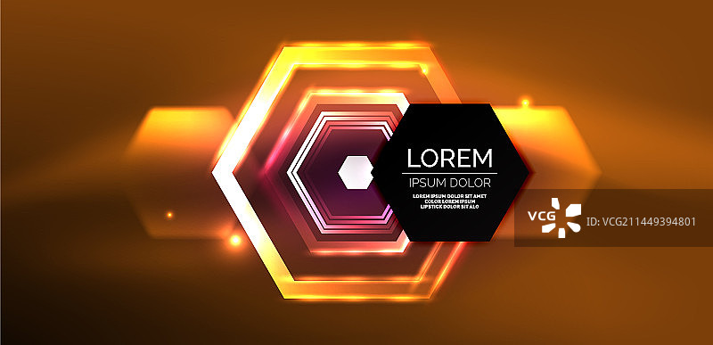 抽象的背景技术，霓虹六边形高科技图片素材