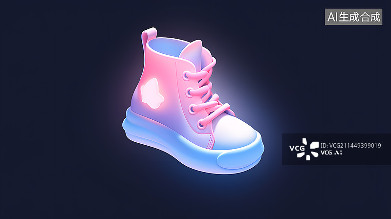 【AI数字艺术】3D鞋子图标彩色卡通风格孤立漂浮图片素材