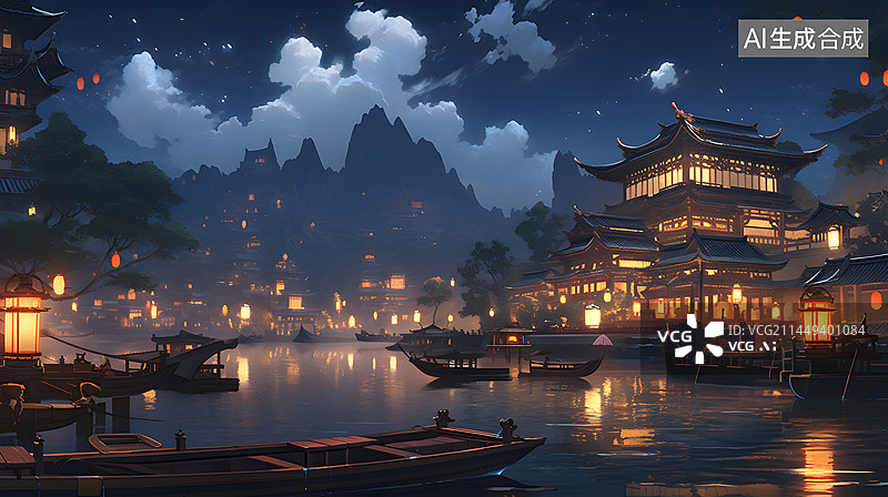 【AI数字艺术】中国古代建筑楼宇图片素材