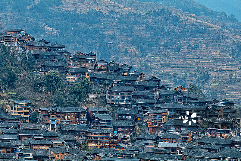 西江千户苗寨建筑群图片素材