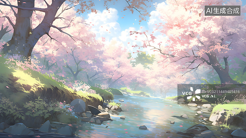 【AI数字艺术】自然风景水面插画图片素材