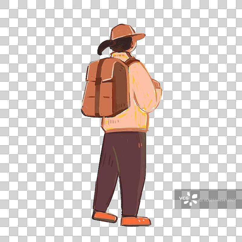 一个户外远足的人的背影图片素材