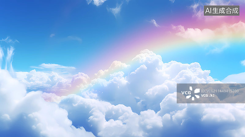 【AI数字艺术】天空云彩虹图片素材