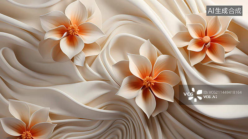 【AI数字艺术】奶油质感花背景图片素材