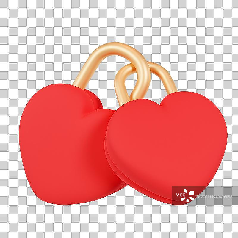 3D立体情人节七夕爱情锁同心锁钥匙告白元素图片素材