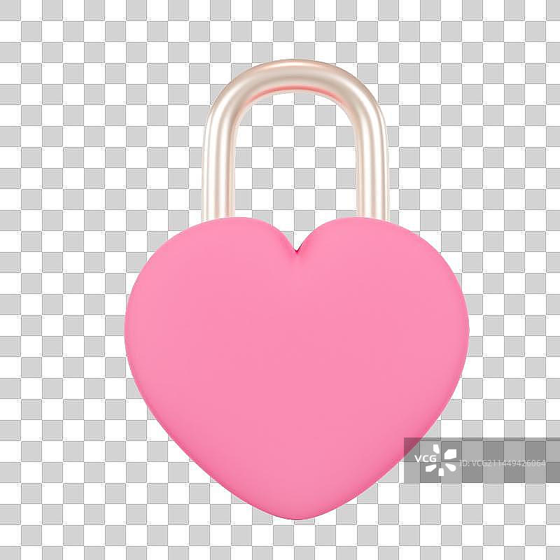3D立体情人节七夕爱情锁同心锁钥匙告白元素图片素材