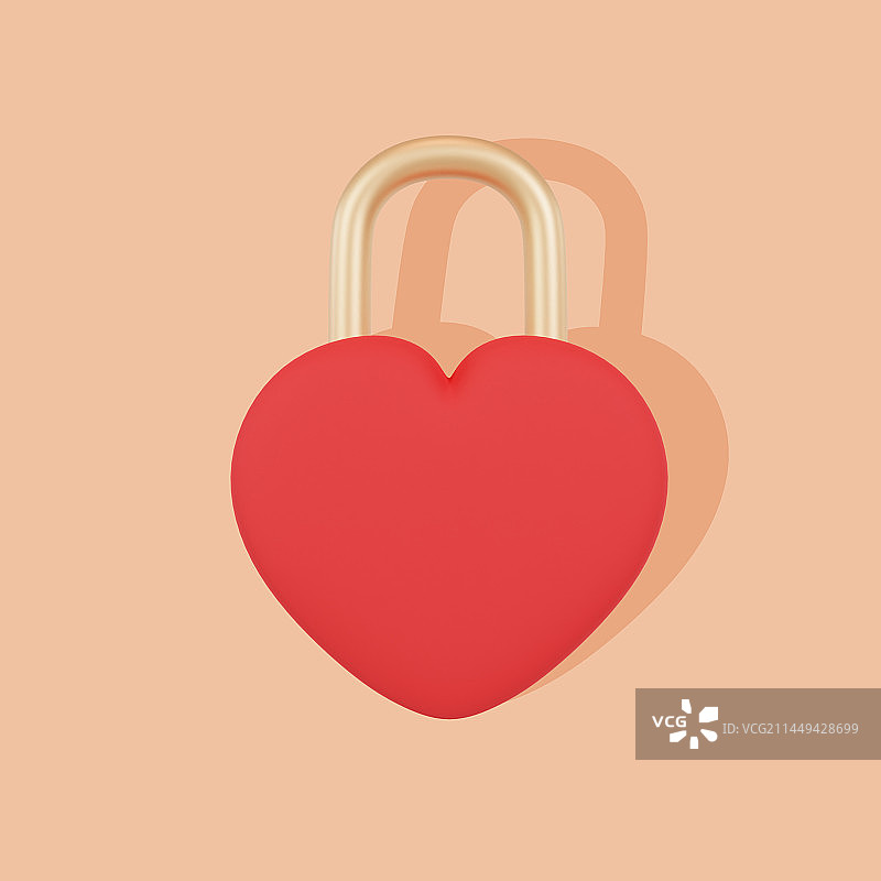 3D立体情人节七夕爱情锁同心锁钥匙告白插画图片素材