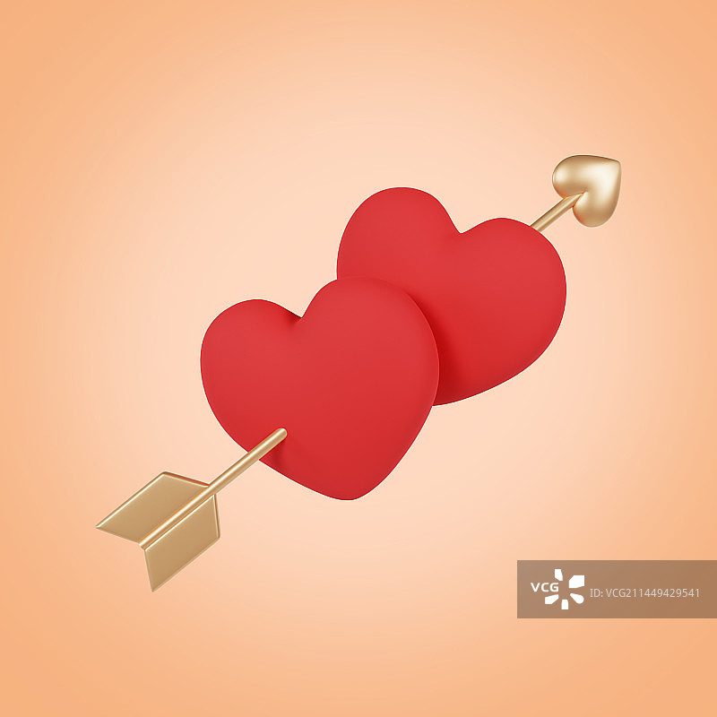 3D立体情人节七夕丘比特爱神弓箭一箭穿心插画图片素材