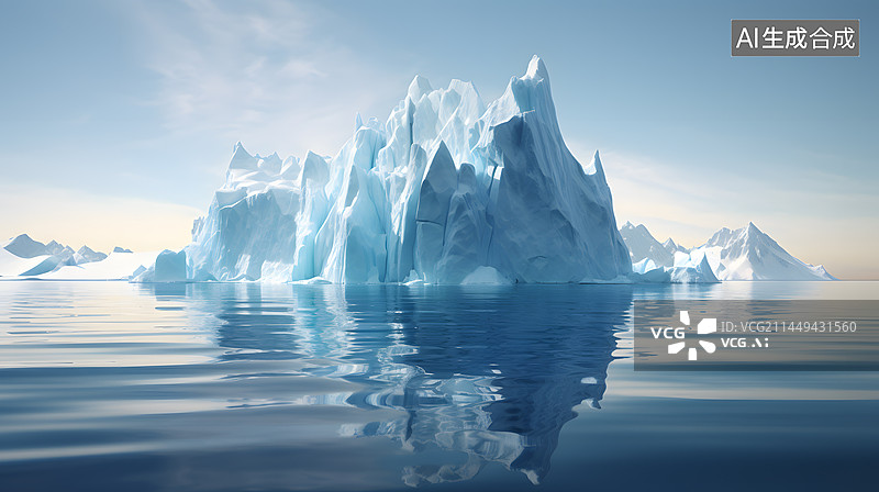 【AI数字艺术】海面上的冰山冰川图片素材