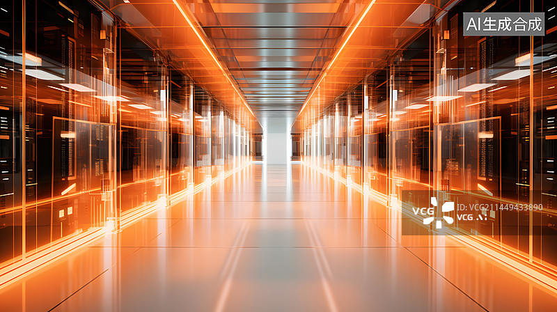 【AI数字艺术】橙色科技感电源柜图片素材