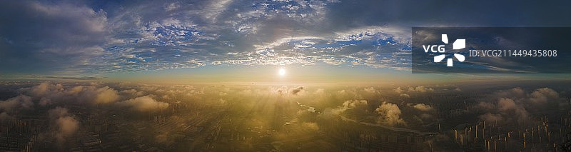 沈阳傍晚平流层航拍全景图片素材