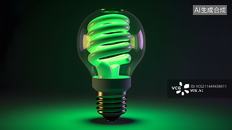 【AI数字艺术】绿色节能能源三维灯泡图片素材