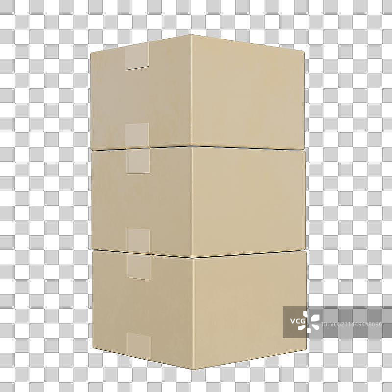 3D写实风格纸箱免抠元素图片素材