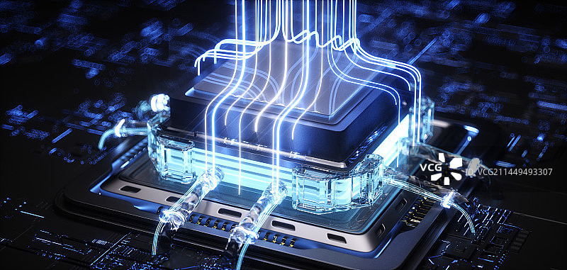 3D抽象现代科技芯片空间场景图片素材