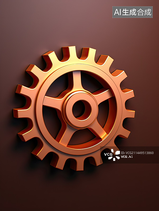 【AI数字艺术】纯色背景的金属齿轮展示图片素材