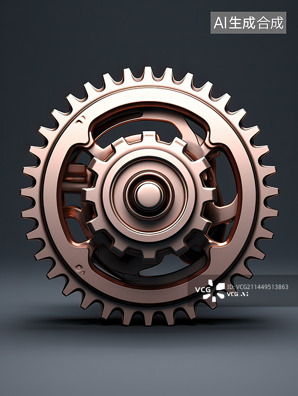 【AI数字艺术】纯色背景的金属齿轮展示图片素材