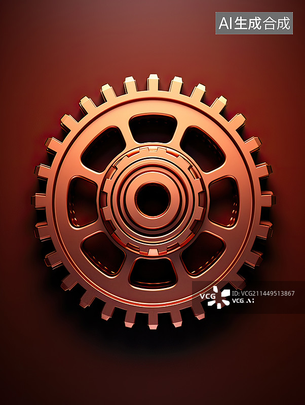 【AI数字艺术】纯色背景的金属齿轮展示图片素材