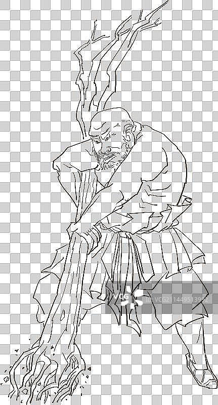 倒拔垂杨柳的水浒传英雄鲁智深和尚人物元素图片素材