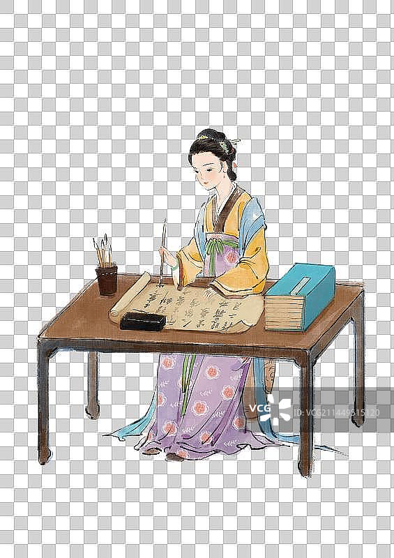 写字的古装女性图片素材